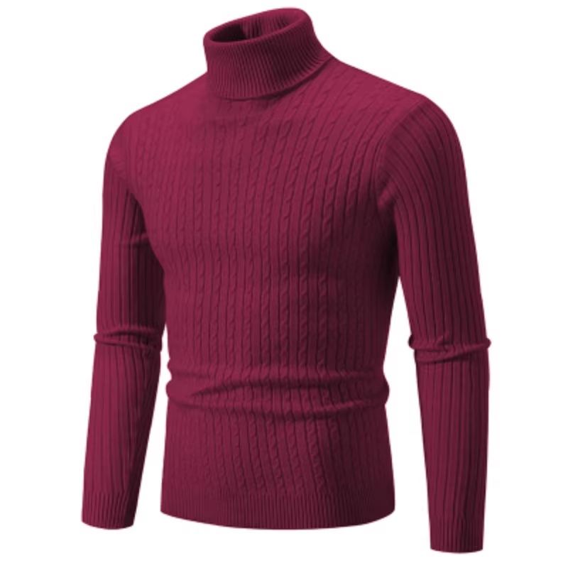 Mens High Neck Sweater  Solid Color Knitted Pullover Turtleneck For Winter Warmth 10