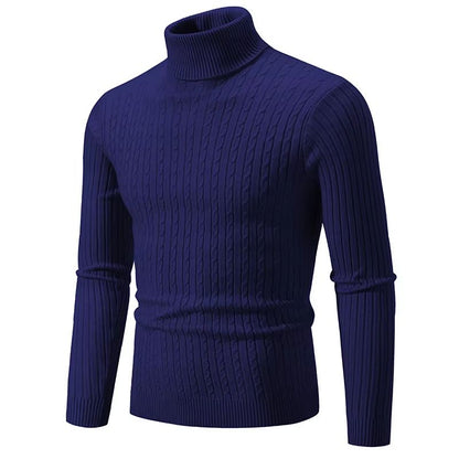 Mens High Neck Sweater  Solid Color Knitted Pullover Turtleneck For Winter Warmth 12