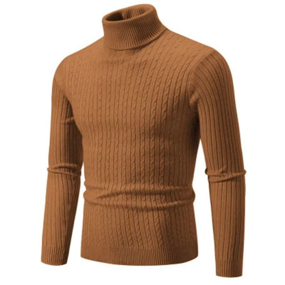 Mens High Neck Sweater  Solid Color Knitted Pullover Turtleneck For Winter Warmth 13