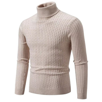 Mens High Neck Sweater  Solid Color Knitted Pullover Turtleneck For Winter Warmth 1
