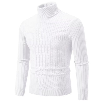 Mens High Neck Sweater  Solid Color Knitted Pullover Turtleneck For Winter Warmth 3
