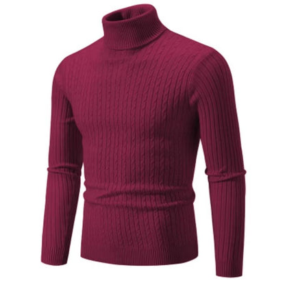 Mens High Neck Sweater  Solid Color Knitted Pullover Turtleneck For Winter Warmth 4