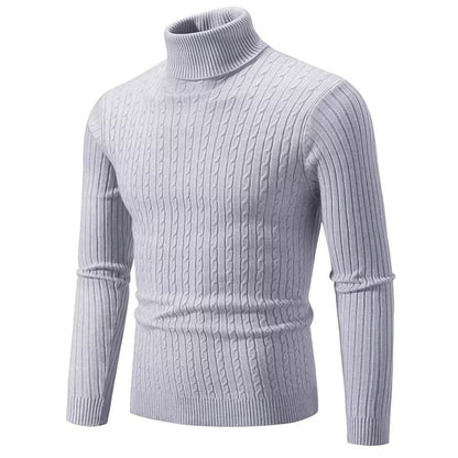 Mens High Neck Sweater  Solid Color Knitted Pullover Turtleneck For Winter Warmth 6