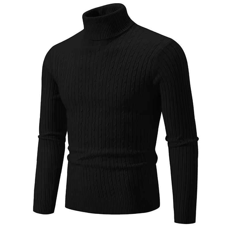 Mens High Neck Sweater  Solid Color Knitted Pullover Turtleneck For Winter Warmth 7