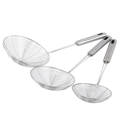 Professional Grade Stainless Steel Frying Strainer, Wire Mesh Skimmer, Colander Spoon for French Fries, Kitchen Supplies
