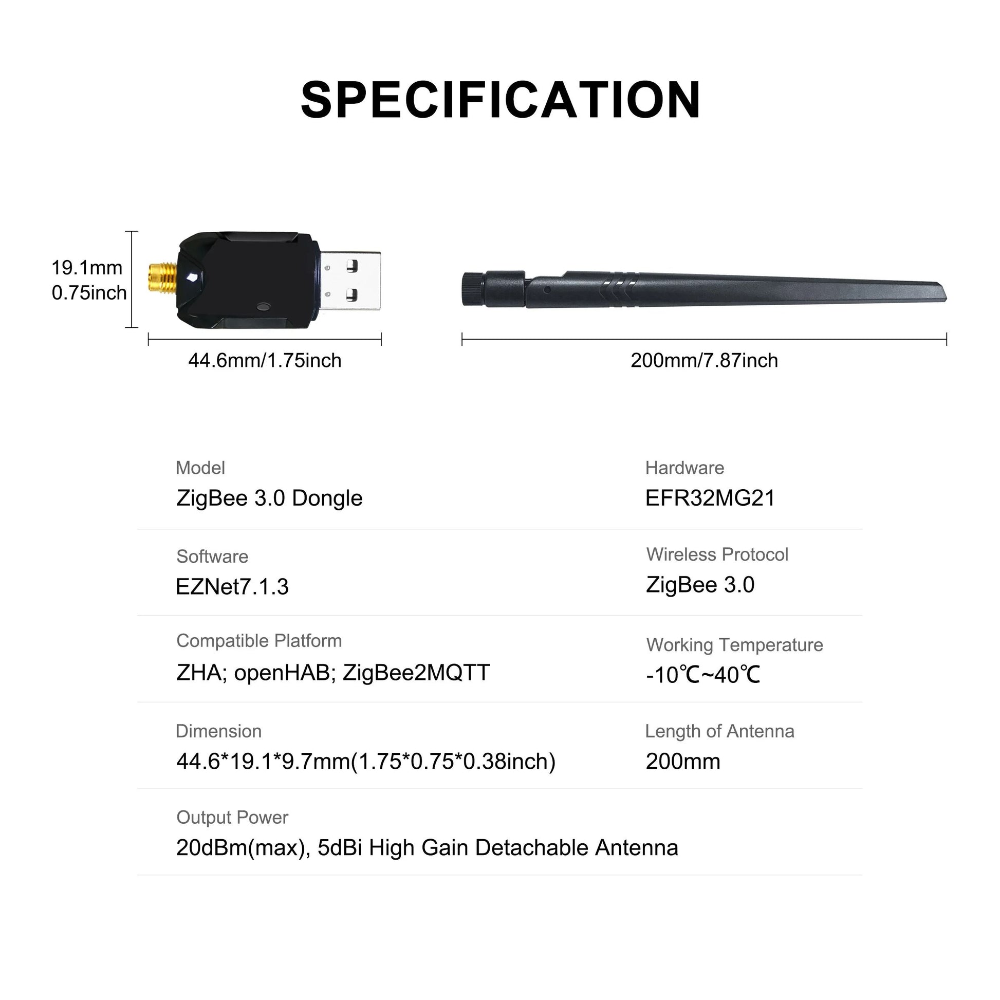 GIRIER ZigBee 30 USB Gateway Dongle With High Gain Antenna For Home Assistant 5