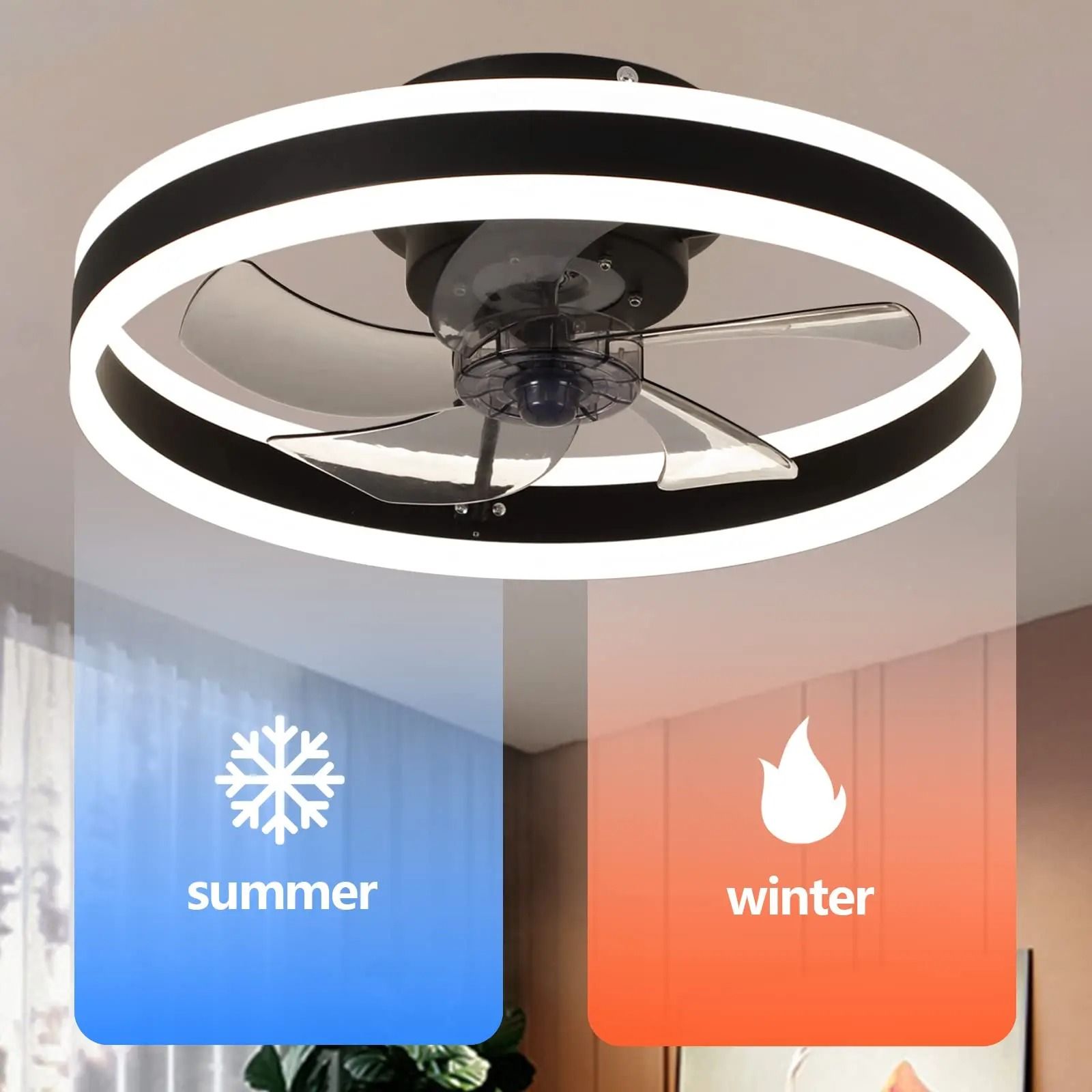 Modern LED Ceiling Fan with Remote Control and Silent Motor