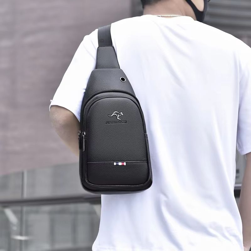 Mens Chest Pack Crossbody Bag  Luxury PU Leather Shoulder Bag For Everyday Use 1
