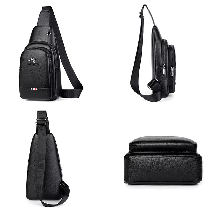 Mens Chest Pack Crossbody Bag  Luxury PU Leather Shoulder Bag For Everyday Use 4
