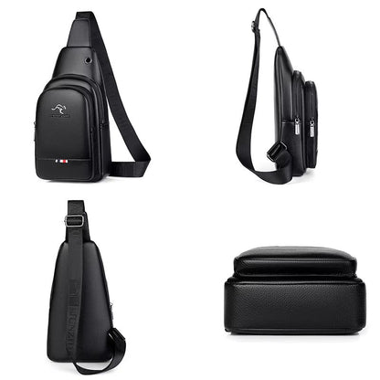 Mens Chest Pack Crossbody Bag  Luxury PU Leather Shoulder Bag For Everyday Use 4