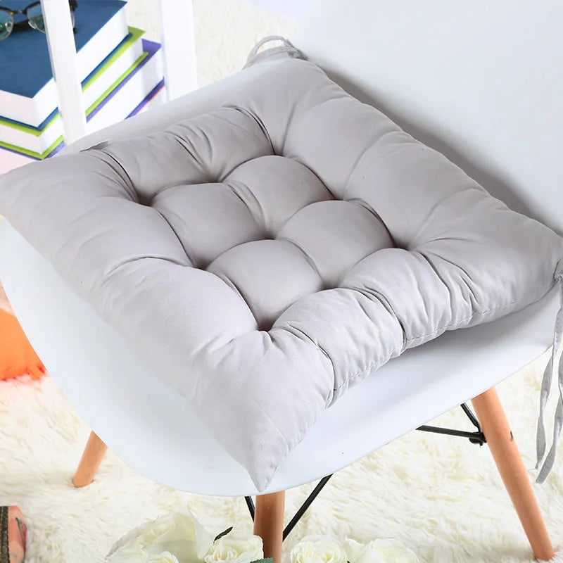Colourful Chunky Seat Pads Cushion, Tie-On Chair Cushion for Office, Garden, Dining Kitchen, Soft Suede Square Seat