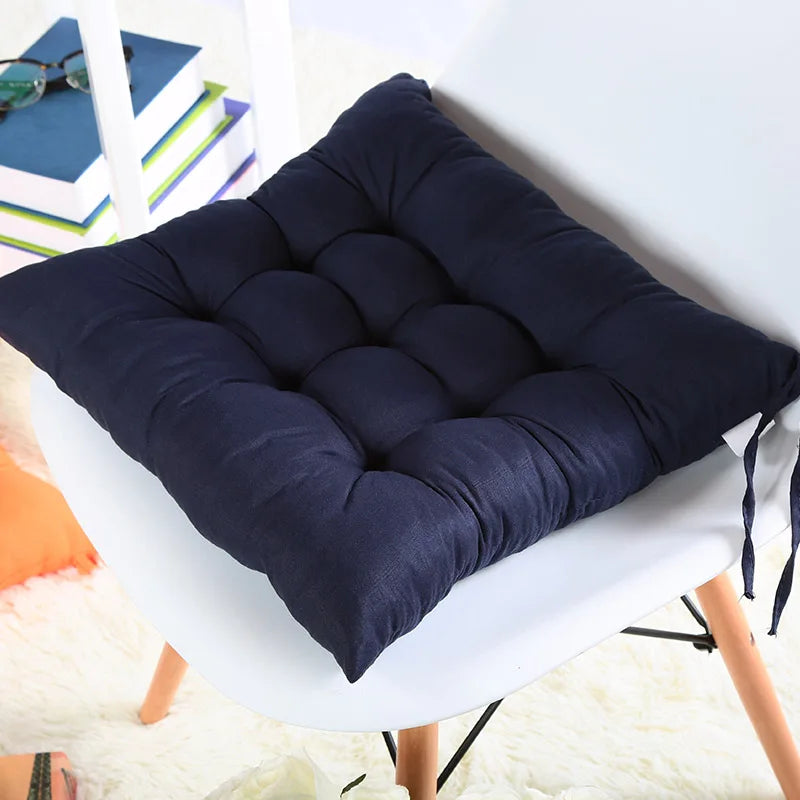Colourful Chunky Seat Pads Cushion, Tie-On Chair Cushion for Office, Garden, Dining Kitchen, Soft Suede Square Seat
