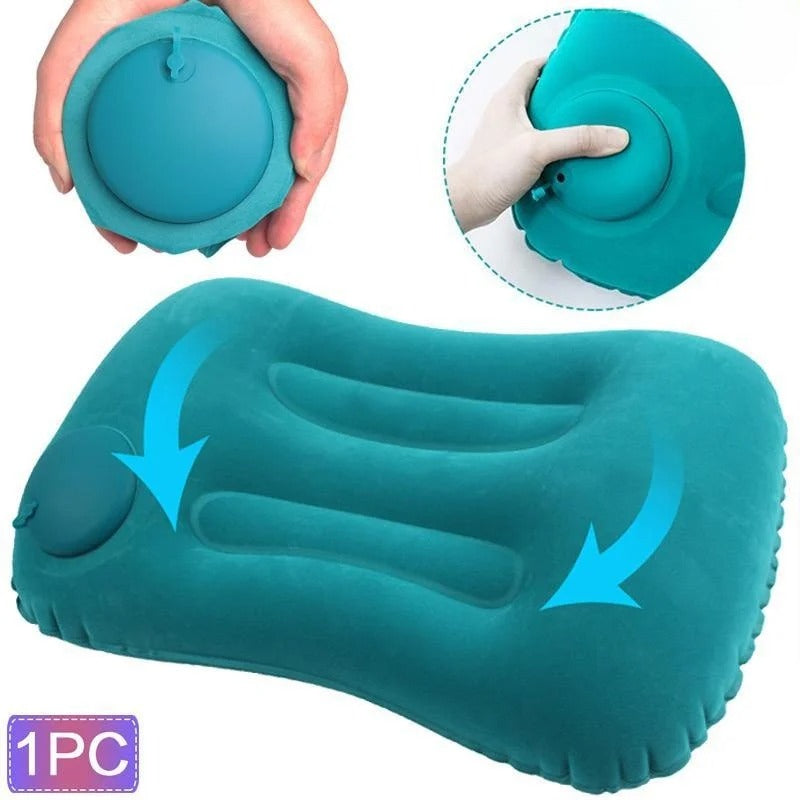 Flocking Inflatable Travel Pillow Square Pillow For Outdoor Camping Multifunctional Home Office Sup 1