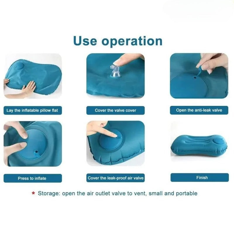 Flocking Inflatable Travel Pillow Square Pillow For Outdoor Camping Multifunctional Home Office Sup 3