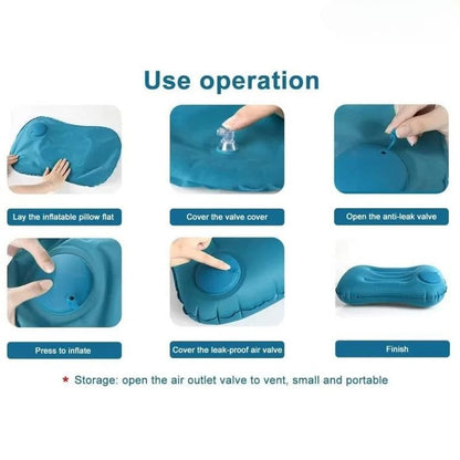 Flocking Inflatable Travel Pillow Square Pillow For Outdoor Camping Multifunctional Home Office Sup 3