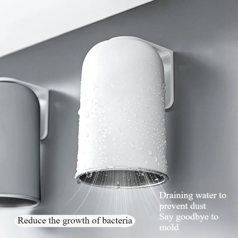 Magnetic 304 Stainless Steel Mouthwash Cup, Non-Perforated Toothbrush Holder Set, Toiletries Storage Box