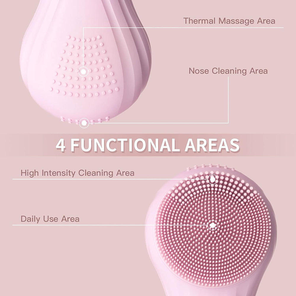Rechargeable Sonic Waterproof Facial Cleansing Brush, Exfoliating Vibrating Scrubber & Deep Clean Face Cleaner for Skin