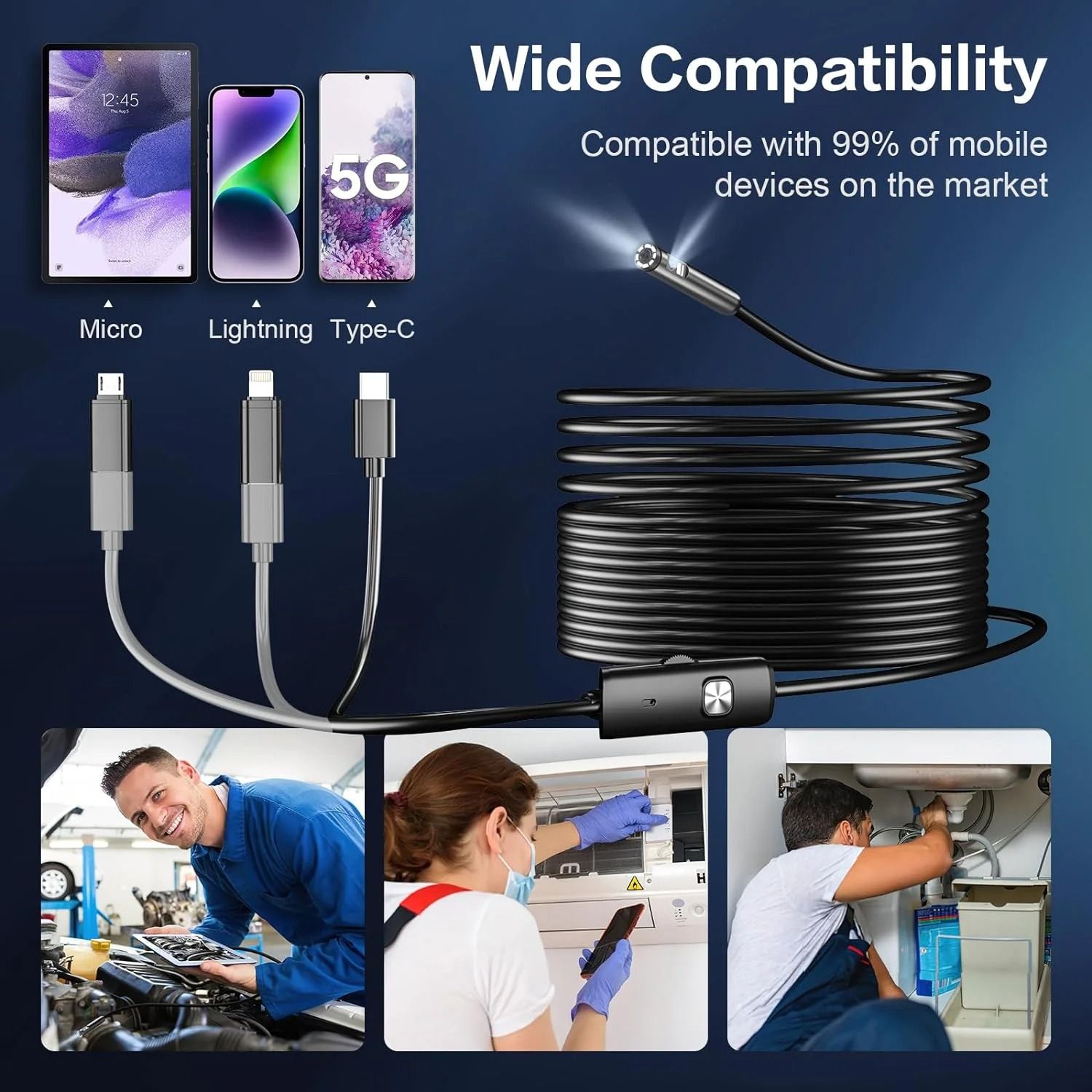 8mm 1080P Endoscope Inspection Camera For IPhone And Android 2