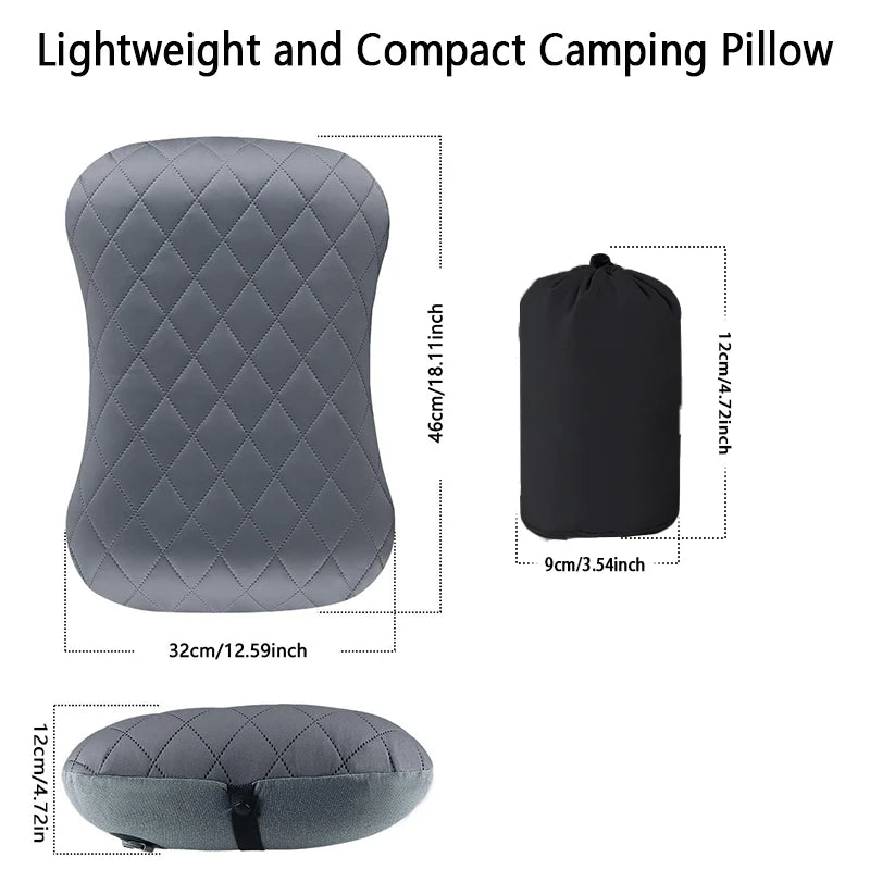 Ergonomic Inflating Camping Pillow Travel Neck Support Cushion Lightweight Lumbar Pillow With Soft  5