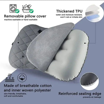 Ergonomic Inflating Camping Pillow Travel Neck Support Cushion Lightweight Lumbar Pillow With Soft  1