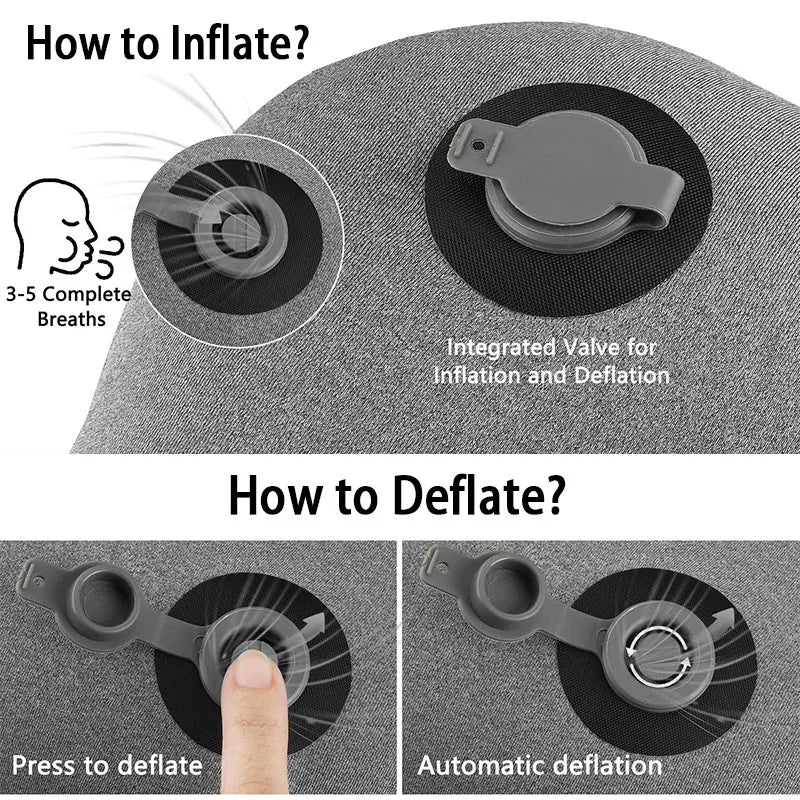 Ergonomic Inflating Camping Pillow Travel Neck Support Cushion Lightweight Lumbar Pillow With Soft  3