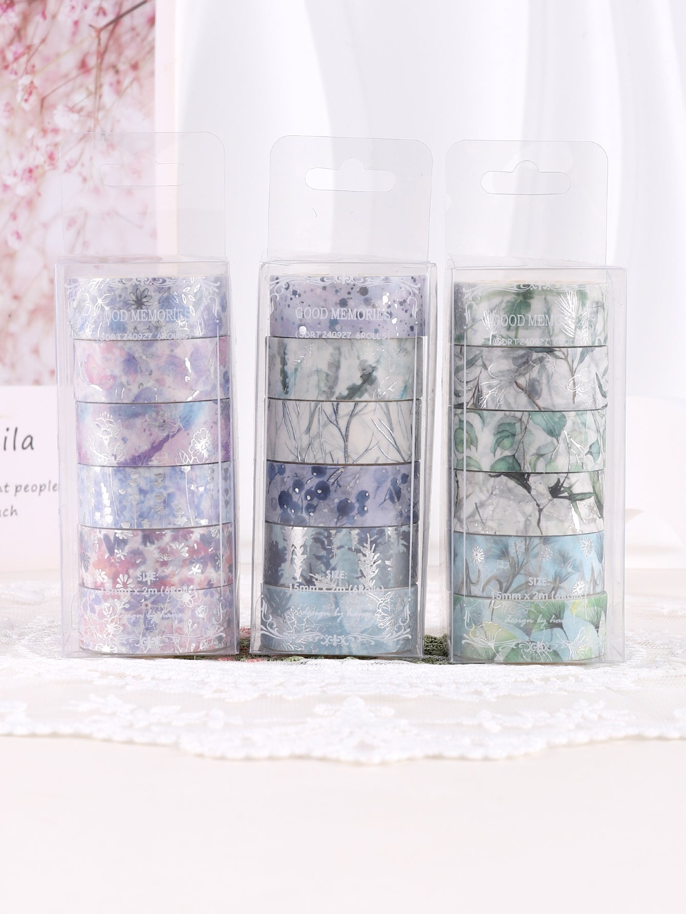 6rolls/Box Hot Silver Leaves Washi Tape, Scrapbooking And Decor Washi Tapes, Stationary Supplies for Crafts