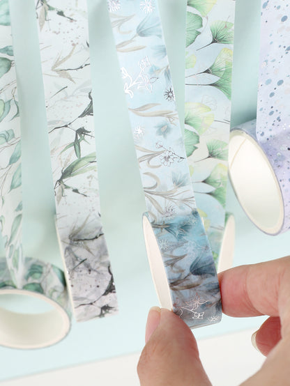 6rolls/Box Hot Silver Leaves Washi Tape, Scrapbooking And Decor Washi Tapes, Stationary Supplies for Crafts
