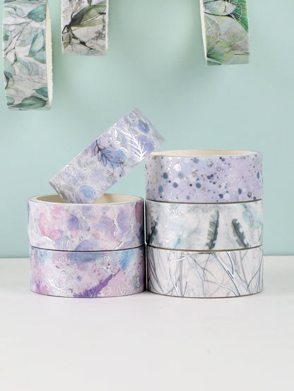 6rolls/Box Hot Silver Leaves Washi Tape, Scrapbooking And Decor Washi Tapes, Stationary Supplies for Crafts