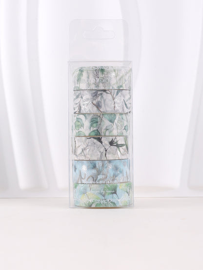6rolls/Box Hot Silver Leaves Washi Tape, Scrapbooking And Decor Washi Tapes, Stationary Supplies for Crafts