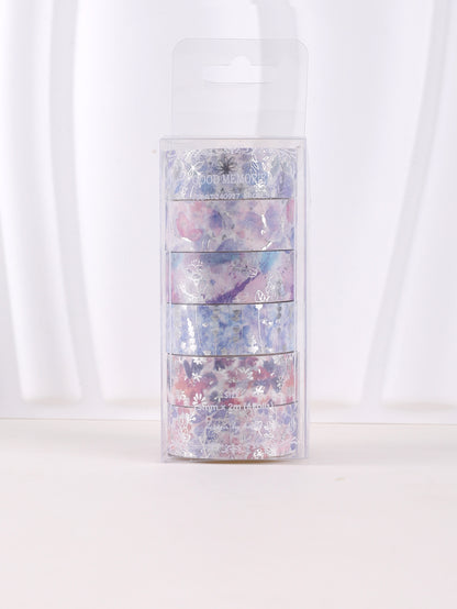 6rolls/Box Hot Silver Leaves Washi Tape, Scrapbooking And Decor Washi Tapes, Stationary Supplies for Crafts