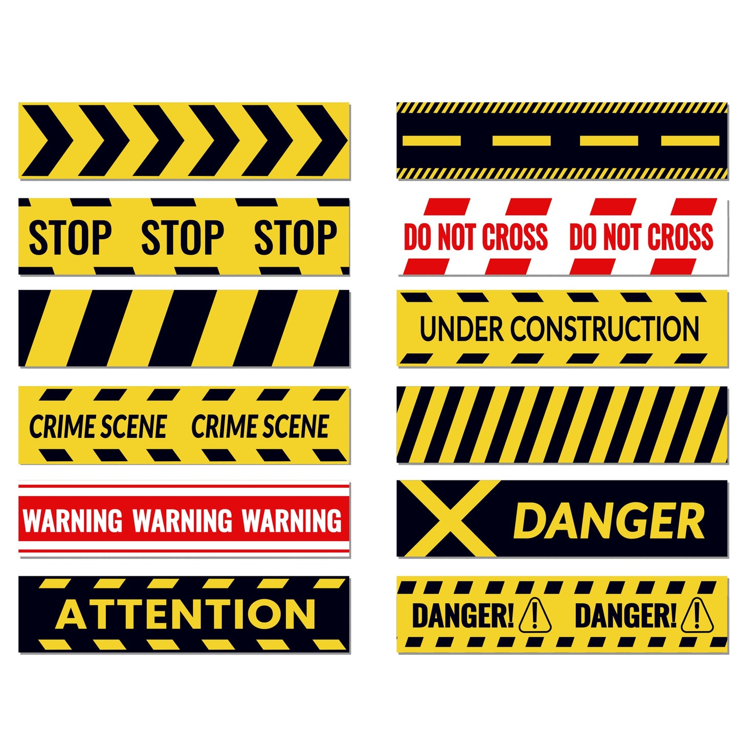 12 Rolls Caution Washi Tapes for Construction Projects, Yellow Red Black Self Adhesive Masking Tape for Scrapbooking