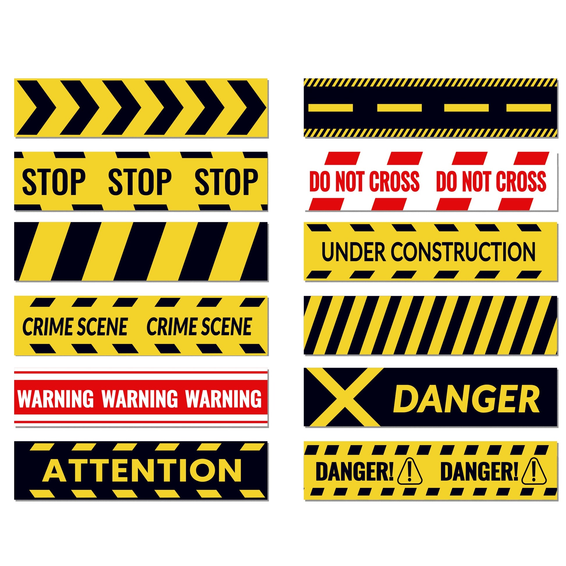 12 Rolls Caution Washi Tapes for Construction Projects, Yellow Red Black Self Adhesive Masking Tape for Scrapbooking