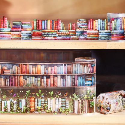 2M Book Sea Reading Scenic PET Tape, Scrapbook Journaling Decorative Washi Tape, Manual Stationery DIY Handmade Crafts