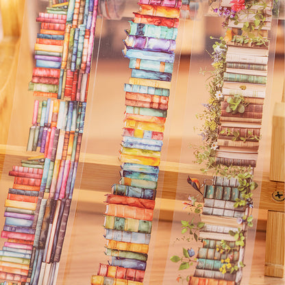 2M Book Sea Reading Scenic PET Tape, Scrapbook Journaling Decorative Washi Tape, Manual Stationery DIY Handmade Crafts