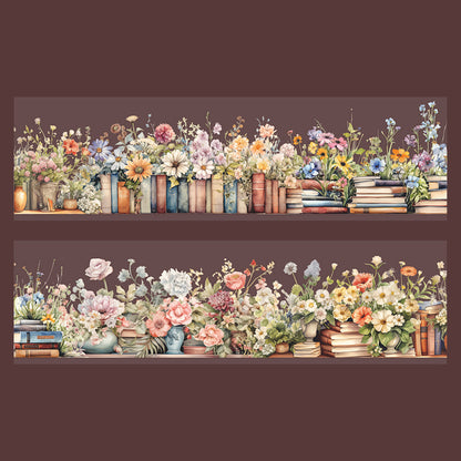 2M Book Sea Reading Scenic PET Tape, Scrapbook Journaling Decorative Washi Tape, Manual Stationery DIY Handmade Crafts