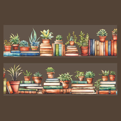 2M Book Sea Reading Scenic PET Tape, Scrapbook Journaling Decorative Washi Tape, Manual Stationery DIY Handmade Crafts
