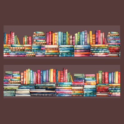 2M Book Sea Reading Scenic PET Tape, Scrapbook Journaling Decorative Washi Tape, Manual Stationery DIY Handmade Crafts