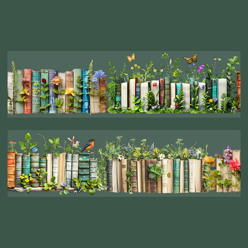 2M Book Sea Reading Scenic PET Tape, Scrapbook Journaling Decorative Washi Tape, Manual Stationery DIY Handmade Crafts