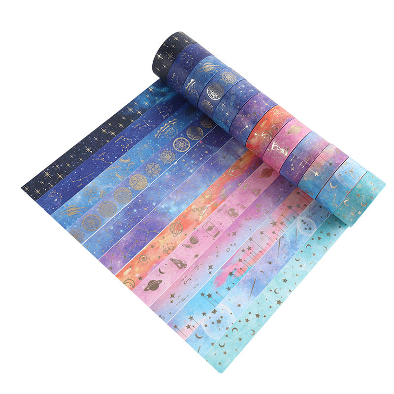 12pcs Starry Night Washi Tape Set, Galaxy Constellation Moon Star, Decorative Adhesive Masking Tapes Stickers