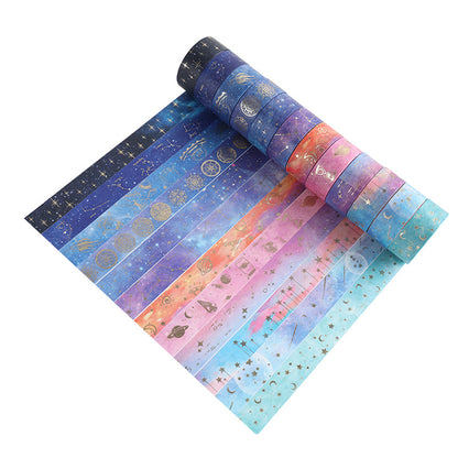 12pcs Starry Night Washi Tape Set, Galaxy Constellation Moon Star, Decorative Adhesive Masking Tapes Stickers