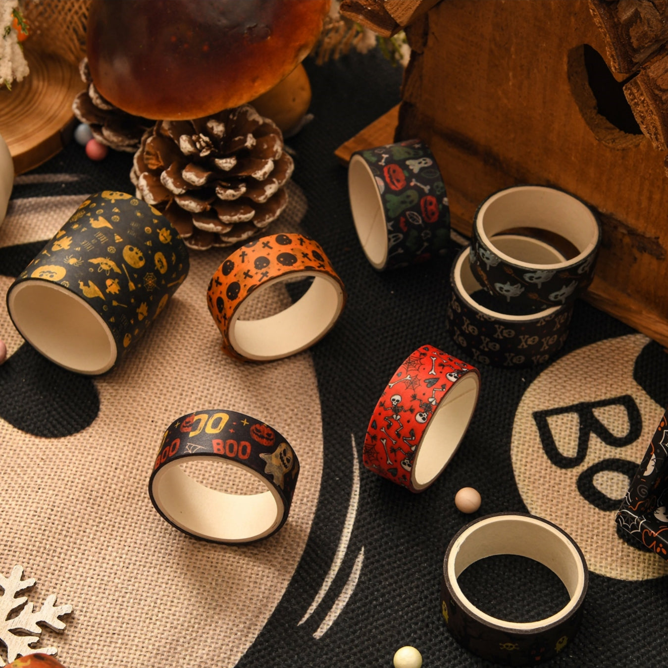 Happy Halloween Washi Tape Set 6rolls, Pumpkin Ghost Masking Tapes, Adhesive Paper Decoration Stickers for Scrapbook