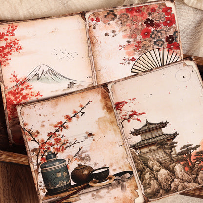DIY Scrapbook Decoration Paper Pads, 12 A5 Papers and 24stickers Oriental Cherry for Crafts Journals Scrapbooking