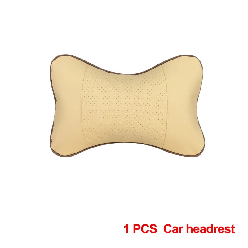 Universal Car Neck Pillow with Both Side Support, PU Leather Headrest for Head, Neck Pain Relief, 1pcs Pack Filled Fiber