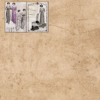 A5 10 Sheets Fashion Dress Style Poses Background, Vintage Grunge Scrapbook Journal Planning Paper