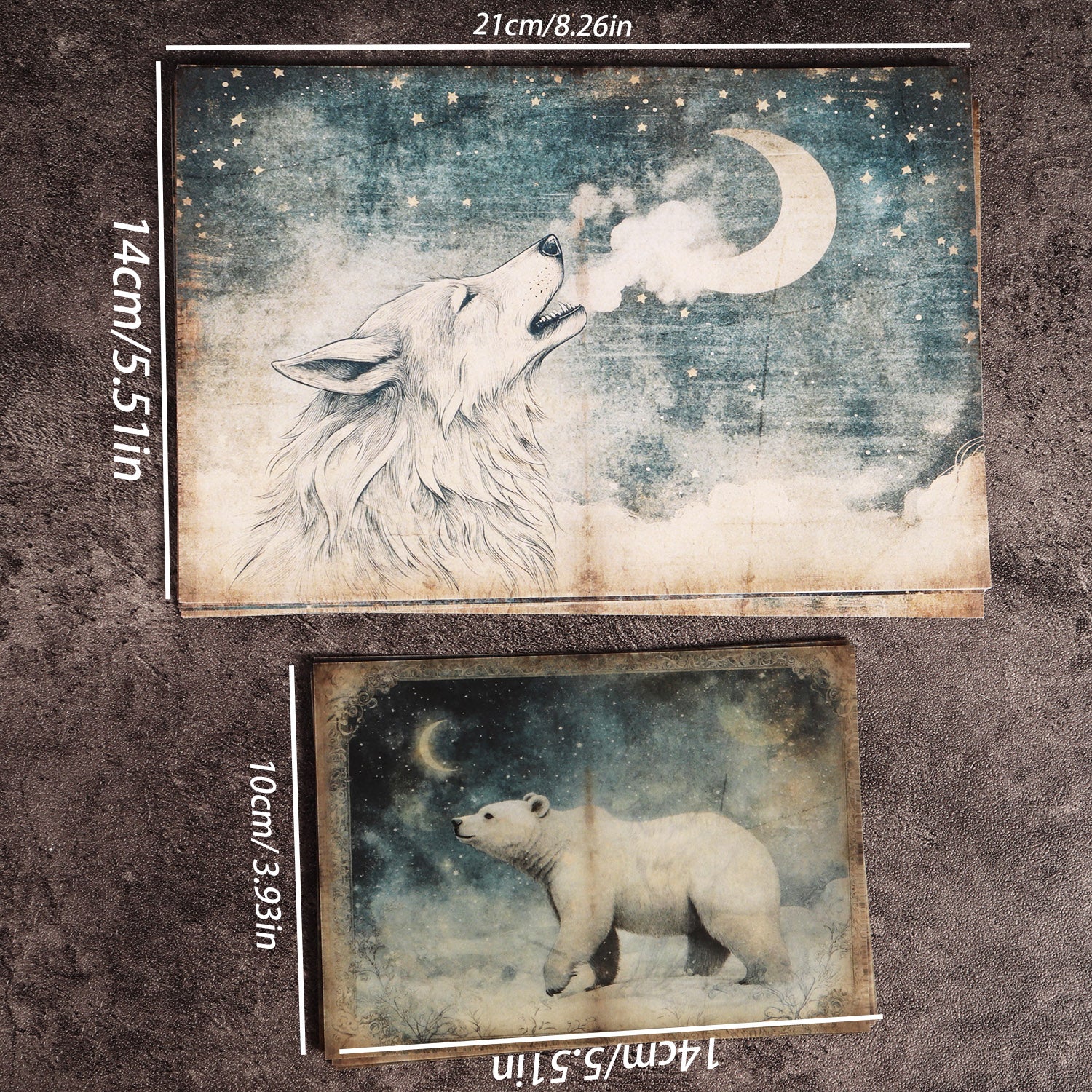 DIY Scrapbook Paper Set, 16 A5 Papers, 8 Transparent Sulfuric Acid Papers, 36 Astrology Animal Stickers for Crafts