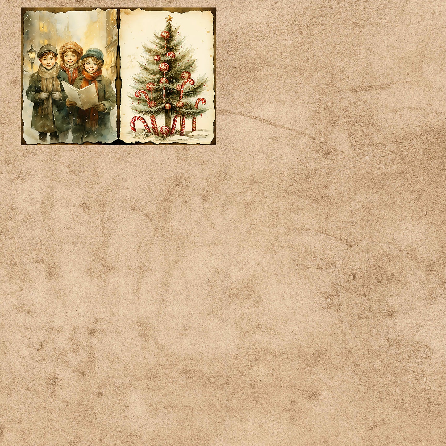 Christmas A5 Sheets For Children Background, 10 Sheets Vintage Grunge Journal, Scrapbooking Planning Set