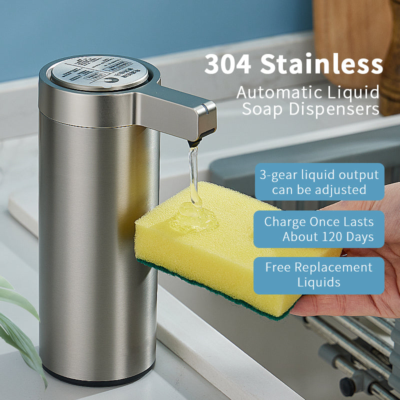 Smart Automatic Sensor Soap Dispenser, Stainless Steel Kitchen Soap Machine for Hand Sanitizer & Body Wash
