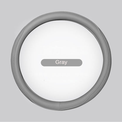 Premium Napa Leather Perforated Patchwork Car Steering Wheel Cover, Non-Slip, Breathable, Universal Auto Interior