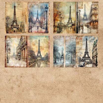 16 Sheets A5 Size Retro Flower Architecture, Vintage English Background, Scrapbook Journal Planning Set