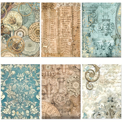 Scrapbooking Supplies Craft, 12 Sheets Punk Style Scrapbook Paper, Paper for Junk Journal Card Making DIY Art Crafts